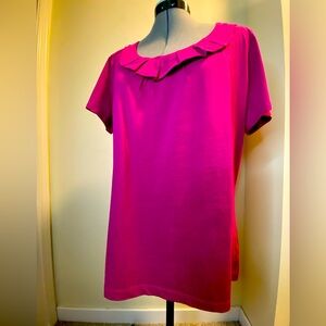 St.John’s Bay fushia Pink Ruffle Neck Women's Top size Large